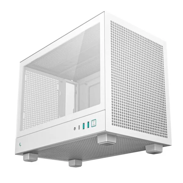 DeepCool CH160 Ultra-Portable Gaming Case White Micro Tower with Tempered Glass Side Window Panel