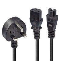 Lindy 30374 2.5m UK 3 Pin Plug To IEC C13 (Kettle) & IEC C5 (Clover) 10 Amp Mains Splitter Extension Cable - Black - Image 3