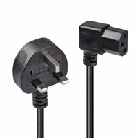Lindy 30446 1m UK 3 Pin Plug To Right Angle IEC C13 (Kettle) 5 Amp Fuse Mains Extension Cable - Black - Image 3