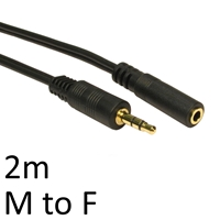 3.5mm (M) Stereo Plug to 3.5mm (F) Stereo Socket 2m Black OEM Cable - Image 3