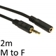 3.5mm (M) Stereo Plug to 3.5mm (F) Stereo Socket 2m Black OEM Cable - Image 4