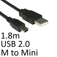 USB 2.0 A (M) to USB 2.0 Mini B (M) 1.8m Black OEM Data Cable - Image 3
