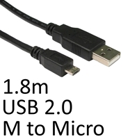USB 2.0 A (M) to USB 2.0 Micro B (M) 1.8m Black OEM Data Cable - Image 3