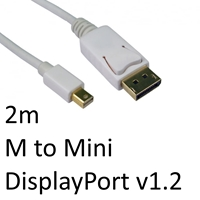 DisplayPort 1.2 (M) to Mini DisplayPort 1.2 (M) 2m White OEM Display Cable - Image 3
