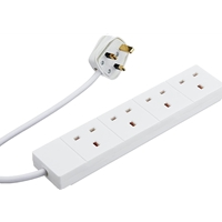 2m 4 Gang UK Mains Extension - White - Image 3