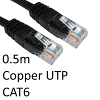 RJ45 (M) to RJ45 (M) CAT6 0.5m Black OEM Moulded Boot Copper UTP Network Cable - Image 3