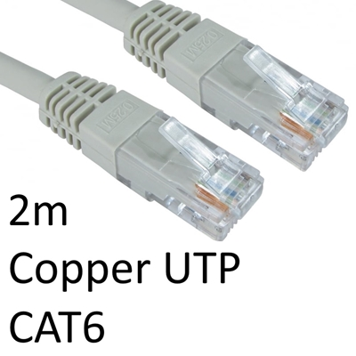 RJ45 (M) to RJ45 (M) CAT6 2m Grey OEM Moulded Boot Copper UTP Network Cable - Image 2