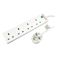 5m 4 Gang Surge Protected LED Indicator UK Mains Extension - White - Image 3