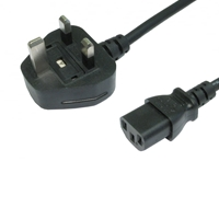 1.8m UK 3 Pin Plug To IEC C13 (Kettle) 5 Amp Fuse Mains Extension Cable - Black - Image 3