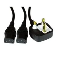 UK Mains to 2 x IEC Kettle 1.8m Black OEM Power Splitter Cable - Image 3