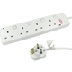 2m 4 Gang Surge Protected LED Indicator Individually Switched UK Mains Extension - White - Image 4