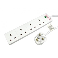 2m 4 Gang Surge Protected LED Indicator UK Mains Extension - White - Image 3