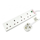 2m 4 Gang Surge Protected LED Indicator UK Mains Extension - White - Image 4