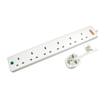 5m 6 Gang Surge Protected LED Indicator UK Mains Extension - White - Image 3
