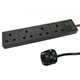 2m 4 Gang Surge Protected LED Indicator UK Mains Extension - Black - Image 4