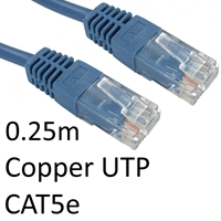 RJ45 (M) to RJ45 (M) CAT5e 0.25m Blue OEM Moulded Boot Copper UTP Network Cable - Image 3
