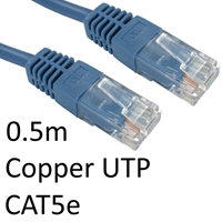 RJ45 (M) to RJ45 (M) CAT5e 0.5m Blue OEM Moulded Boot Copper UTP Network Cable - Image 3