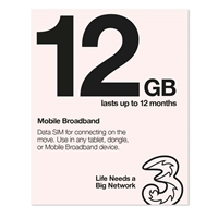 Three 3G 4G & 5G-Ready 12GB Prepaid Mobile Broadband Trio SIM Card - Image 3