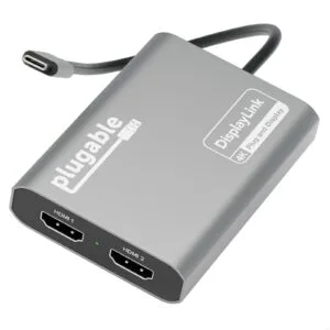 Plugable USBC-6950M Portable USB-C to Dual 4K DisplayLink Certified HDMI Adapter