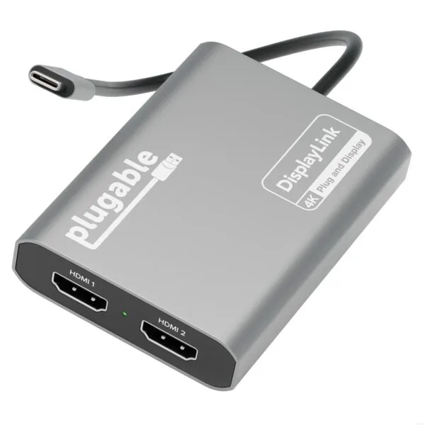 Plugable USBC-6950M Portable USB-C to Dual 4K DisplayLink Certified HDMI Adapter
