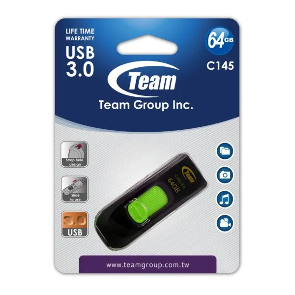 Team C145 64GB USB 3.0 Green USB Flash Drive
