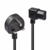 Lindy 30446 1m UK 3 Pin Plug To Right Angle IEC C13 (Kettle) 5 Amp Fuse Mains Extension Cable - Black - Image 3