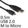 USB 2.0 A (M) to USB 2.0 Micro B (M) 0.5m Black OEM Data Cable - Image 2