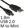 USB 2.0 A (M) to USB 2.0 Mini B (M) 1.8m Black OEM Data Cable - Image 3