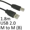USB 2.0 A (M) to USB 2.0 B (M) 1.8m Black OEM Printer/Scanner Data Cable - Image 3