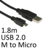 USB 2.0 A (M) to USB 2.0 Micro B (M) 1.8m Black OEM Data Cable