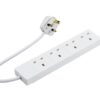 2m 4 Gang UK Mains Extension - White - Image 3