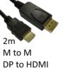DisplayPort (M) to HDMI (M) 2m Black OEM Display Cable - Image 2