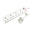 2m 4 Gang Surge Protected LED Indicator UK Mains Extension - White - Image 3
