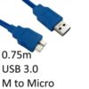 USB 3.0 A (M) to USB 3.0 Micro B (M) 0.75m Blue OEM Data Cable - Image 3