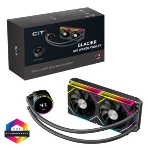 CiT Pro Glacier AIO 240mm Liquid CPU Cooler with ARGB LED Lighting