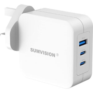 SUMVISION Universal 3 Port USB White Laptop Wall Charger