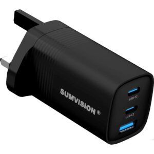 SUMVISION Universal 3 Port USB Black Laptop Wall Charger