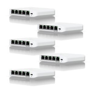 Ubiquiti USW-FLEX-MINI-5 UniFi USW Flex Mini 5 Port Smart Managed POE/USB C Powered Gigabit Network Switch (Five Pack